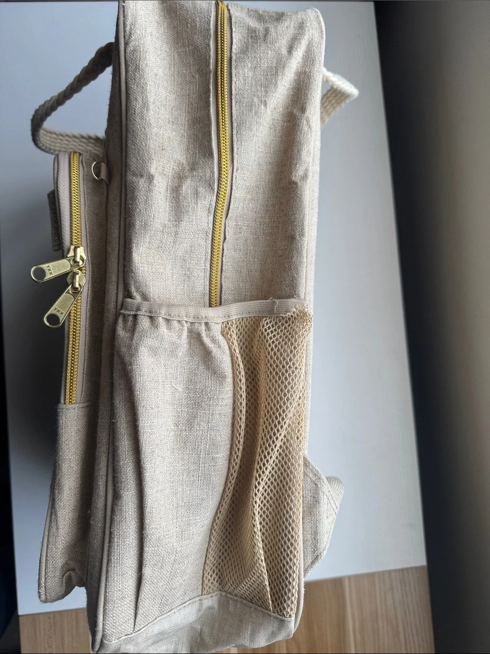 So Young Neutral Cream Canvas Backpack Tote for Women Teacher Bag Work Bag